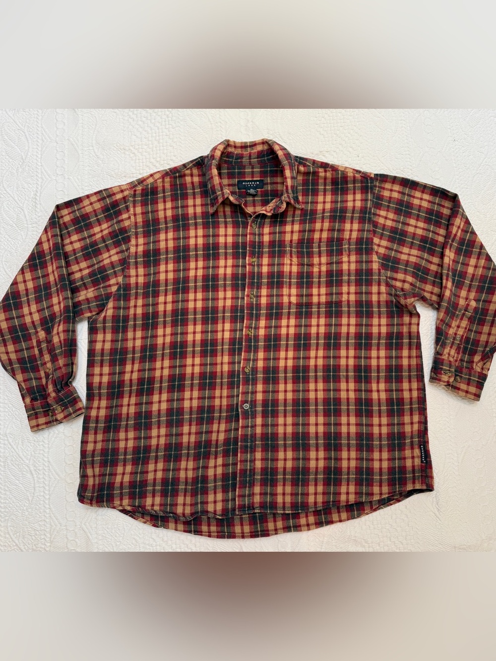 VTG 90s Mens Oshkosh Flannel Shirt Mens XXL 2XL Red Blue Plaid 90s